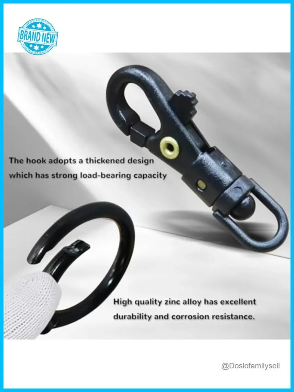 Lightweight Durable Nylon-Plastic Quick-Release 360° Swivel Keychain Clip